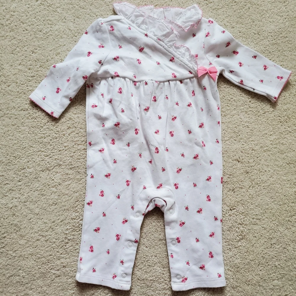 Janie and Jack Baby Girls' Bloom Ruffle Pink Floral One-Piece Outfit sz0-3m